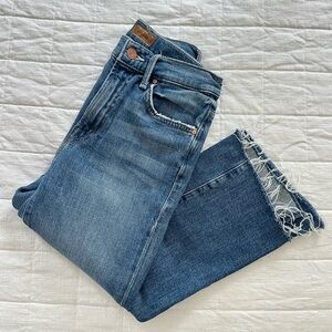 Mother Insider High Rise Crop Step Fray Bootcut Jeans
